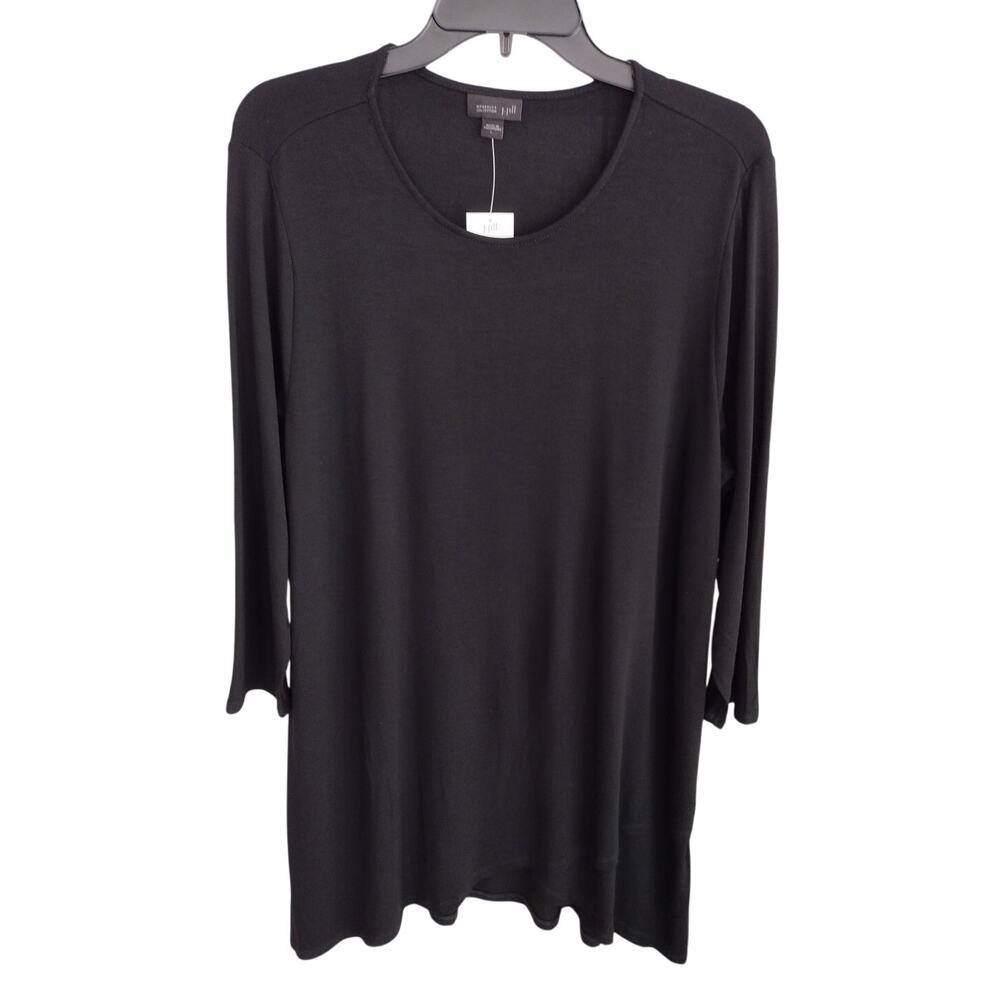 Wearever by J. Jill NEW Black Soft & Stretchy Layered Hem Tunic Top Women Large
